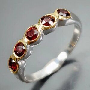 RING Rhodolite Garnet 925 Size 6.5